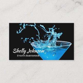 Tarjeta De Visita Barman y sala de eventos eléctricos Blue Splash