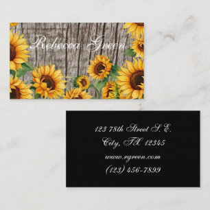 Tarjeta De Visita Barnboard Gris Rústico y Rústico Girasol
