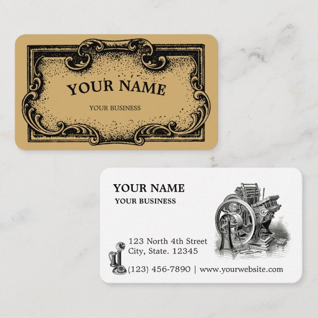 Tarjeta De Visita Baroque Rococo Style Cartouche Steampunk Template (Anverso / Reverso)
