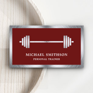 Tarjeta De Visita Barra de acero rojo oscuro para fitness Entrenador
