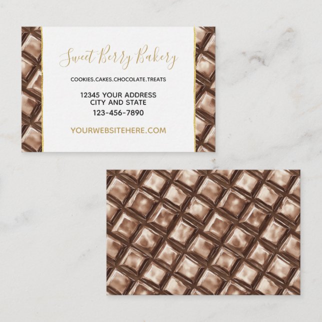 Tarjeta De Visita Barra de Caramelo Marrón Chocolate (Anverso / Reverso)