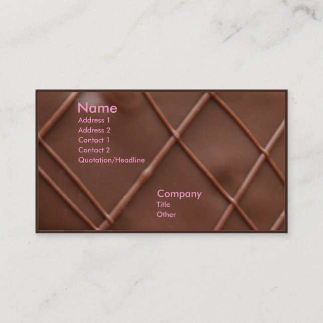 Tarjeta De Visita Barra de chocolate (Anverso)