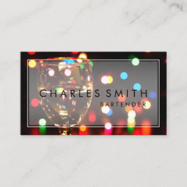Tarjeta De Visita Barra de luces de Bokeh de la copa de vino o