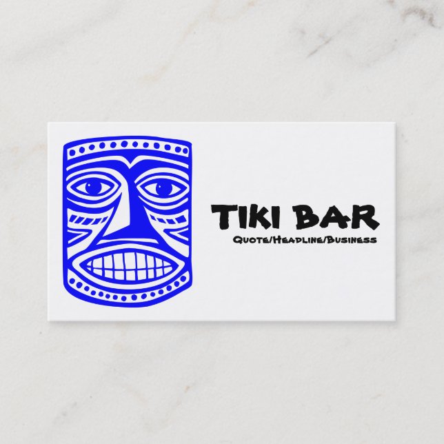 Tarjeta De Visita Barra de Tiki - azul, negro y blanco (Anverso)