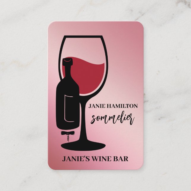Tarjeta De Visita Barra de vino Código QR escaneado rosa (Anverso)