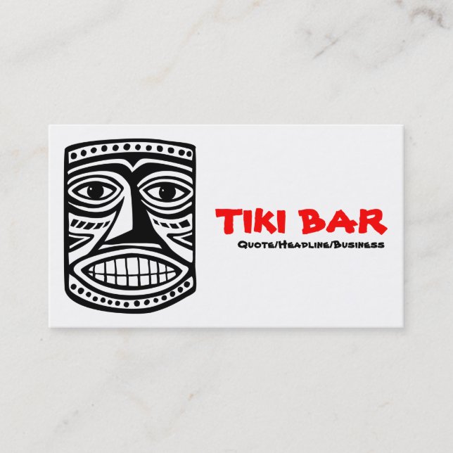 Tarjeta De Visita Barra Tiki - Negro, rojo y blanco (Anverso)