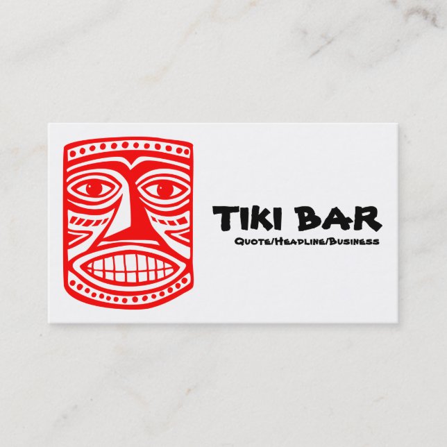 Tarjeta De Visita Barra Tiki - Rojo, Negro y Blanco (Anverso)