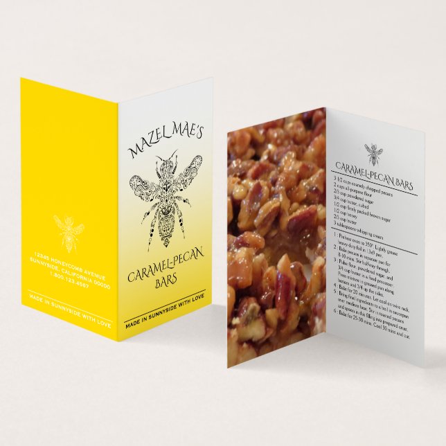 Tarjeta De Visita Barras caseras de caramelo-pecan de personalizado (Interior y exterior)