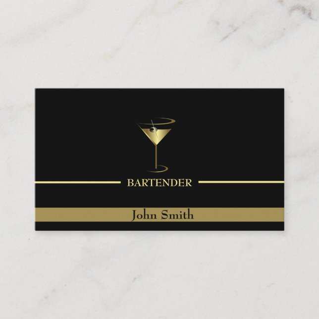 Tarjeta De Visita Barrera con logotipo Gold Martini (Anverso)