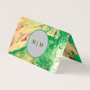 Tarjeta De Visita Barreras de mármol verde y dorado