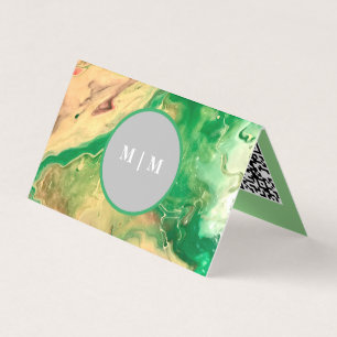 Tarjeta De Visita Barreras de mármol verde y dorado