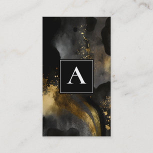 Tarjeta De Visita Barrido Primordial Diseño Abstracto de Oro Negro