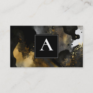Tarjeta De Visita Barrido Primordial Diseño Abstracto de Oro Negro