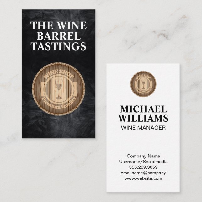 Tarjeta De Visita Barril de vino de madera (Anverso / Reverso)