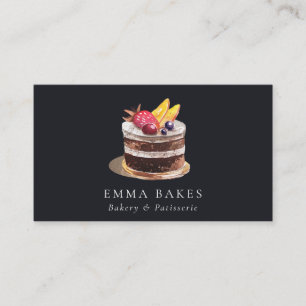 TARJETA DE VISITA BARRIO DE CUPCAKE PATISSERIE FLORAL NEGRO