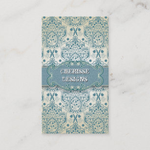 Tarjeta de visita barroca azul del este del