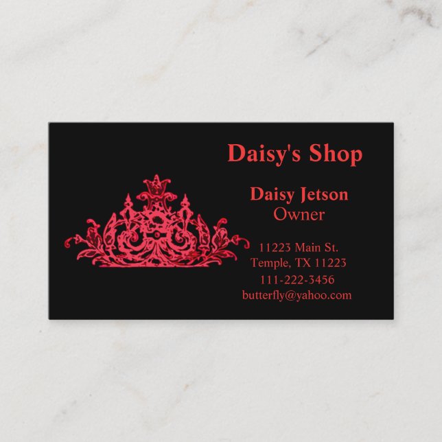 Tarjeta de visita barroca roja y negra (Anverso)
