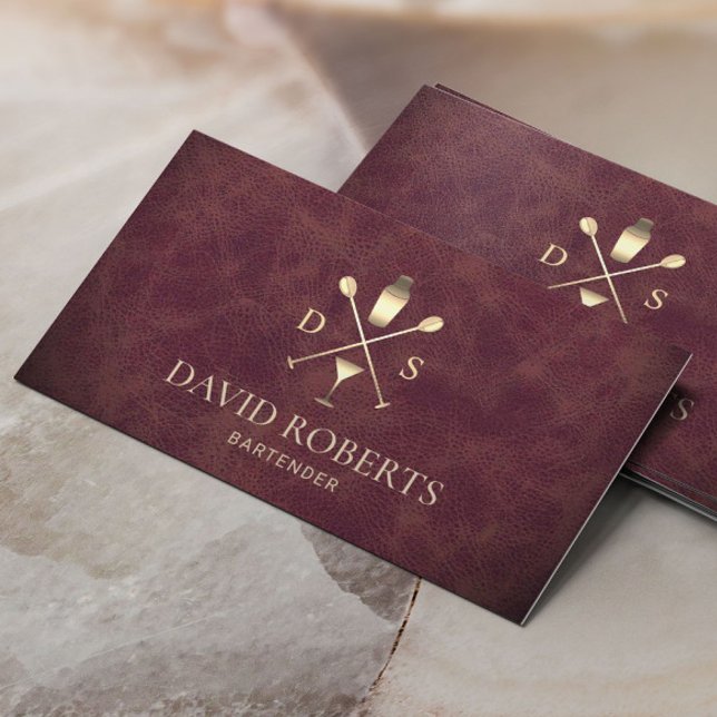 Tarjeta De Visita Bartender Bar Club Elegante Sommelier De Cuero (Subido por el creador)