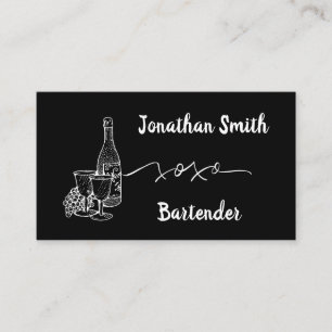 Tarjeta De Visita Bartender Bar Club Moderno Negro