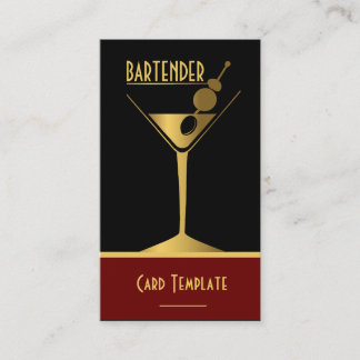 Tarjeta De Visita Bartender con el logotipo Gold Metallic Cocktail