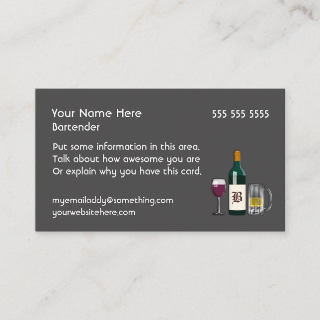 Tarjeta De Visita Bartender Dark (Anverso)