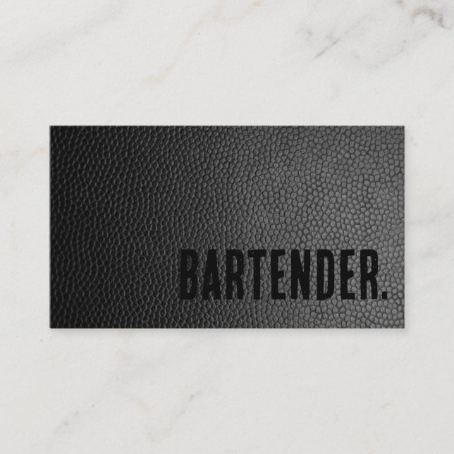Tarjeta De Visita Bartender de cuero falso negro Premier (Anverso)
