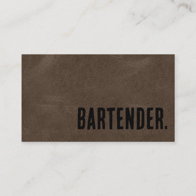 Tarjeta De Visita Bartender de cuero falso Premier Brown (Anverso)