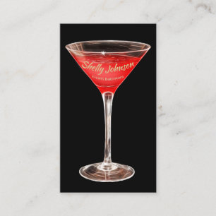 Tarjeta De Visita Bartender de Eventos Red Martini