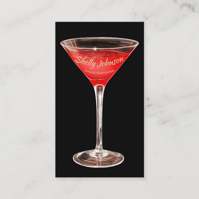 Tarjeta De Visita Bartender de Eventos Red Martini (Anverso)
