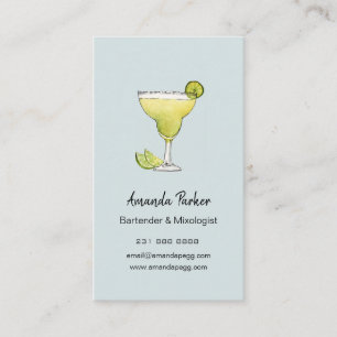 Tarjeta De Visita Bartender de Margarita al aguarela, Negocio de Mix