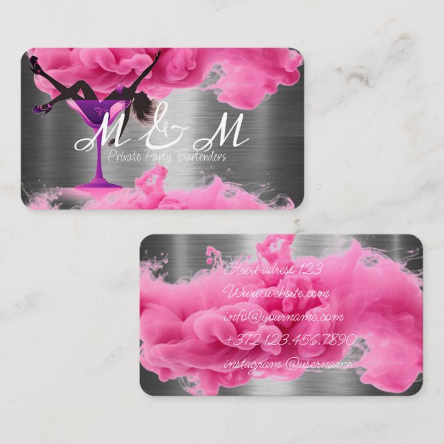 Tarjeta De Visita Bartender, Fiesta privado del servicio de bar del  (Anverso / Reverso)
