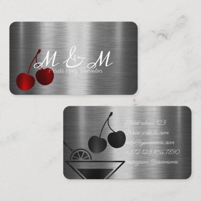 Tarjeta De Visita Bartender, Fiesta privado del servicio de bar del  (Anverso / Reverso)