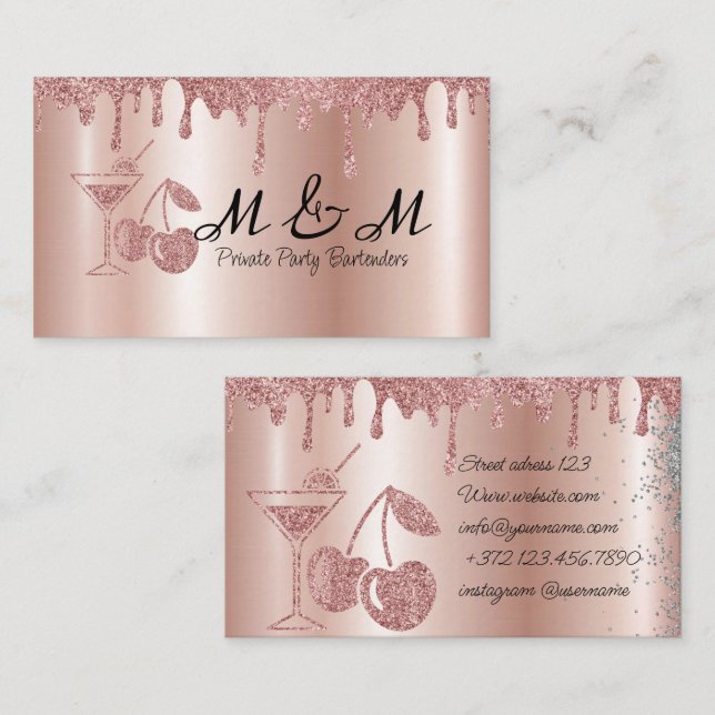 Tarjeta de visita Bartender, Fiesta privado Purpur (Anverso / Reverso)