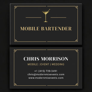 Tarjeta De Visita Bartender Móvil Profesional
