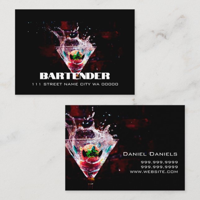 Tarjeta De Visita Bartender Nightlife Business Card (Anverso / Reverso)