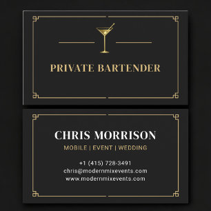 Tarjeta De Visita Bartender Privado Profesional