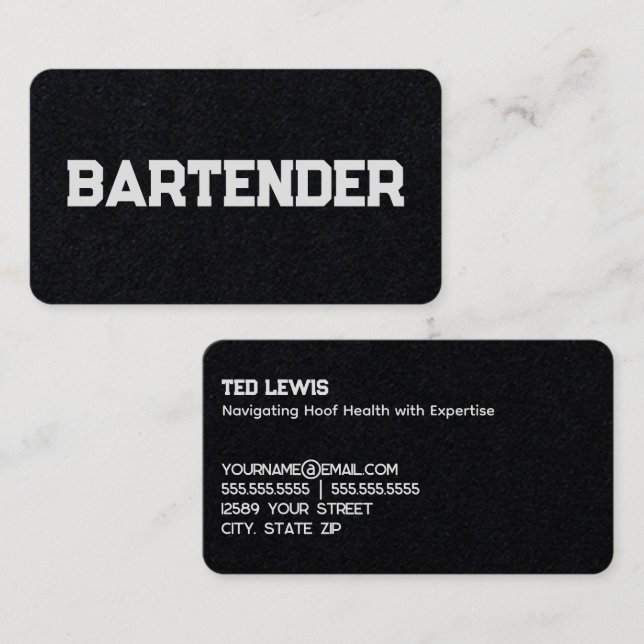 Tarjeta De Visita Bartender Profesional (Anverso / Reverso)
