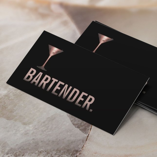 Tarjeta De Visita Bartender Rosa moderno sumiller de vino de oro (Subido por el creador)