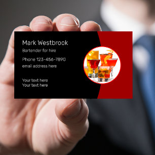 Tarjeta De Visita Bartender Único Moderno para Contratar