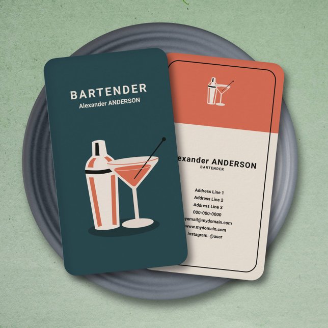 Tarjeta De Visita Bartender - Vintage (Bartender - Vintage Business Card)