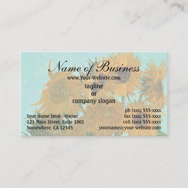 Tarjeta De Visita Base con doce girasoles de Vincent van Gogh (Anverso)