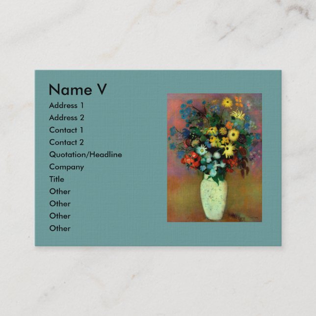 Tarjeta De Visita Base de Odilon Redon con flores (1914) (Anverso)