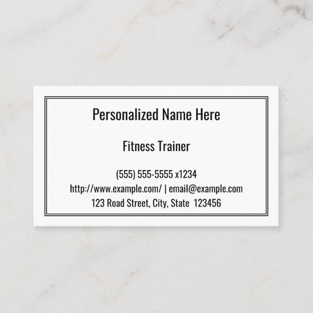 Tarjeta De Visita Basic and Simple Fitness Trainer Business Card (Anverso)
