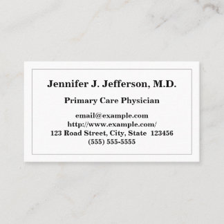 Tarjeta de visita básica del médico de atención pr