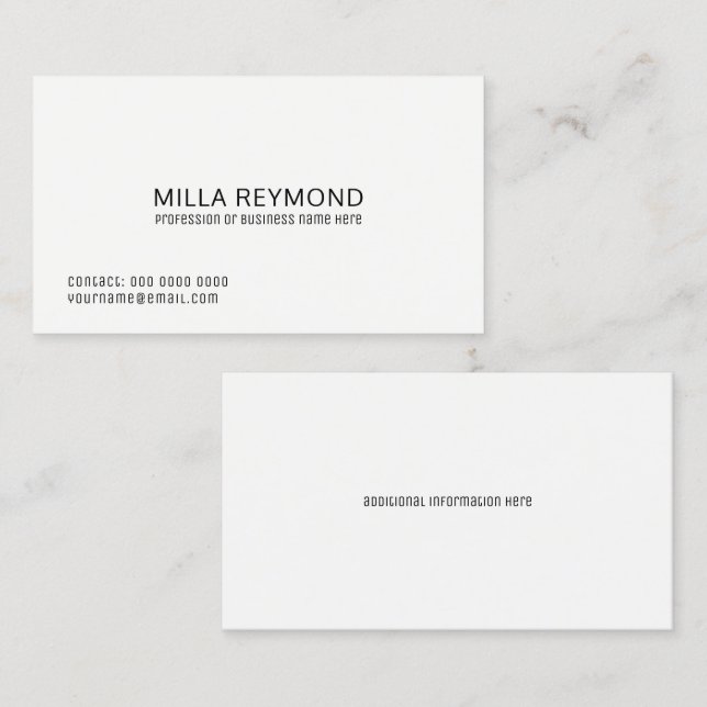 Tarjeta De Visita básico blanco profesional (Anverso / Reverso)