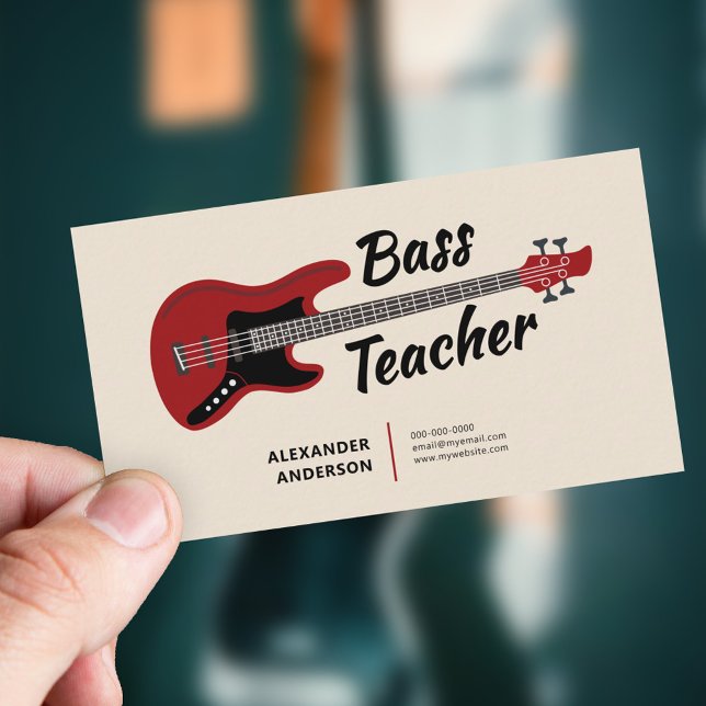 Tarjeta De Visita Bass Guitar Teacher (Bass Guitar Teacher Business Card)