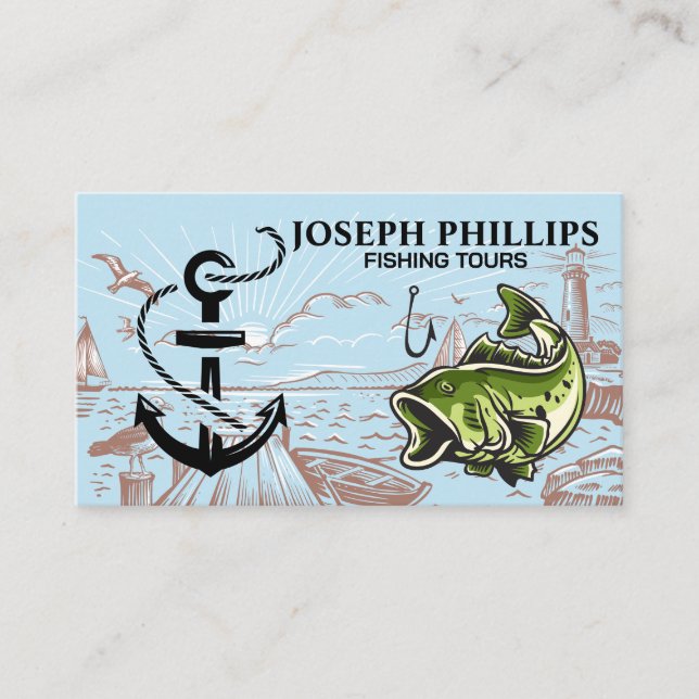 Tarjeta De Visita Bass y Anchor | Dock de envío | Granate (Anverso)