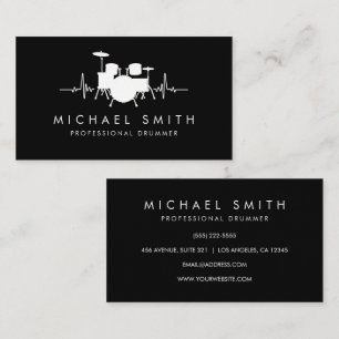 Tarjeta De Visita Batería Personalizada Moderna Latido del Baterista