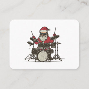 Tarjeta De Visita Baterista Navidad Divertido Vintage Santa Tocando 