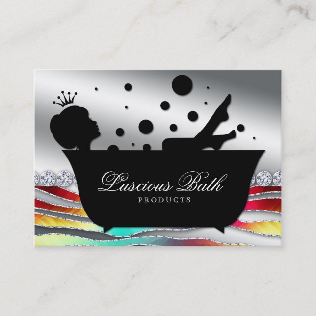 Tarjeta De Visita Bath Queen Nail Salon Bubbles Bold (Anverso)
